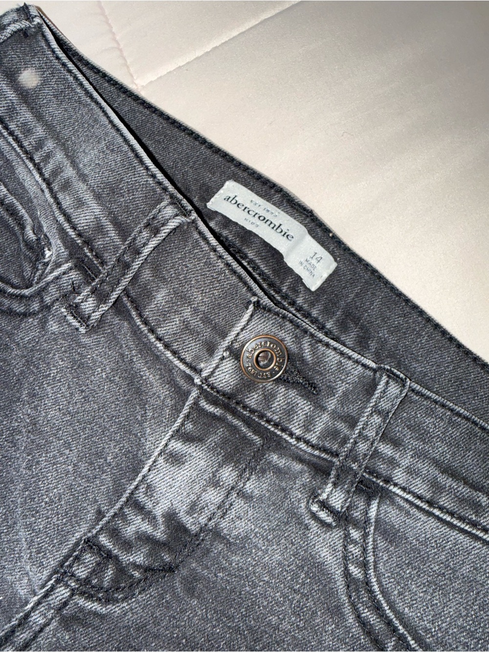 abercrombie kids charcoal gray high-rise jeans